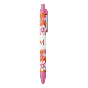 Floral Bandana Print Monogram Black Ink Pen