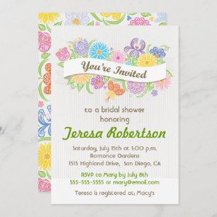 Floral Banner Bridal Shower Invitation