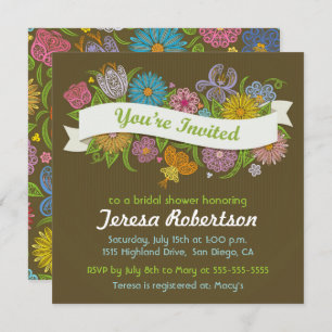 Floral Banner Bridal Shower Invitation