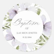 Floral Baptism Christening Elegant Purple