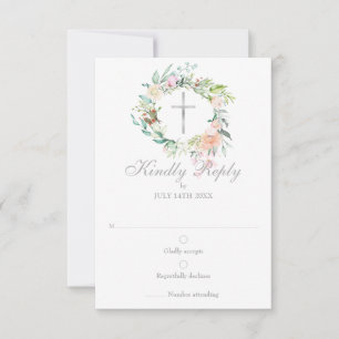 Floral Baptism Christening First Holy Communion RSVP Card