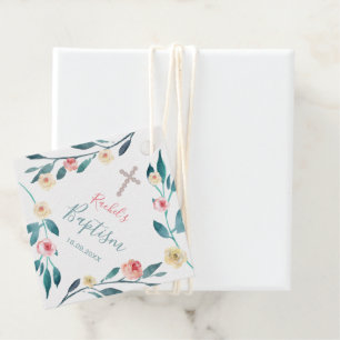 floral baptism favour tags