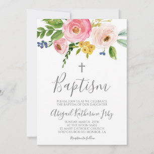 Floral Baptism Invitation