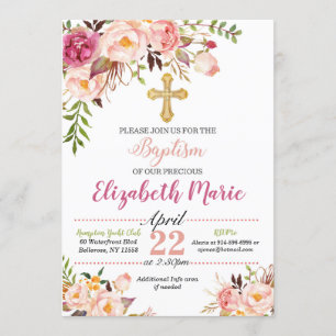 Floral Baptism Invitation - Girl