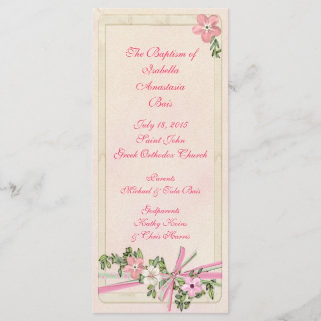 Floral Baptismal programme 1/5 (Devant)