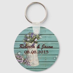 floral barn wood rustic wedding thank you keychain