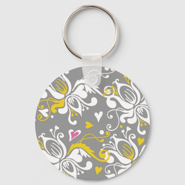 Floral Baroque Pattern Keychain (Front)