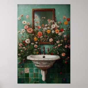 Floral Bathroom Print, Botanical Bathroom Flower Poster