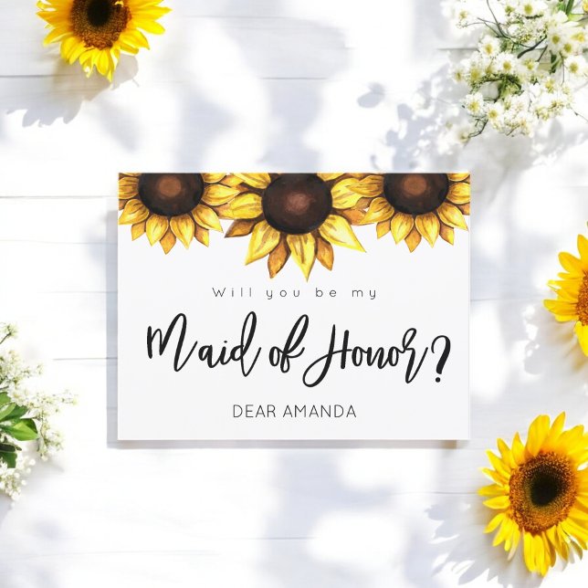 Floral Be My Maid Carte postale de tournesol d'hon (Créateur téléchargé)