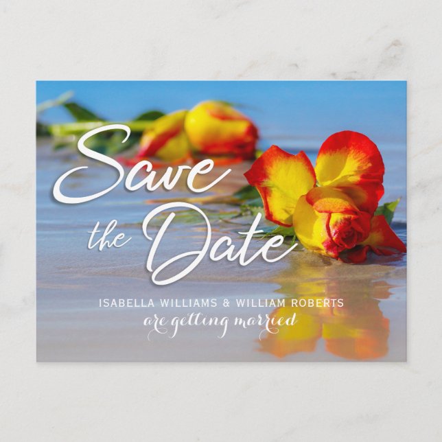 Floral Beach Save the Date Wedding Invitation Postcard (Front)