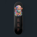 *~* Floral Beard Troll AP89 Neon Rainbow Initials Skateboard<br><div class="desc">(Search code AP89 for Troll items and AP88 for medieval theme items ) Easily Transfer to other Zazzle Products. BLACK background Skateboard. The bright happy NEON Rainbow colours just pop the TROLL images and LETTERS. Customize / Personalize your INITIALS / MONOGRAM. Whimsical Cute funny Long Hair Troll . Bright RAINBOW...</div>