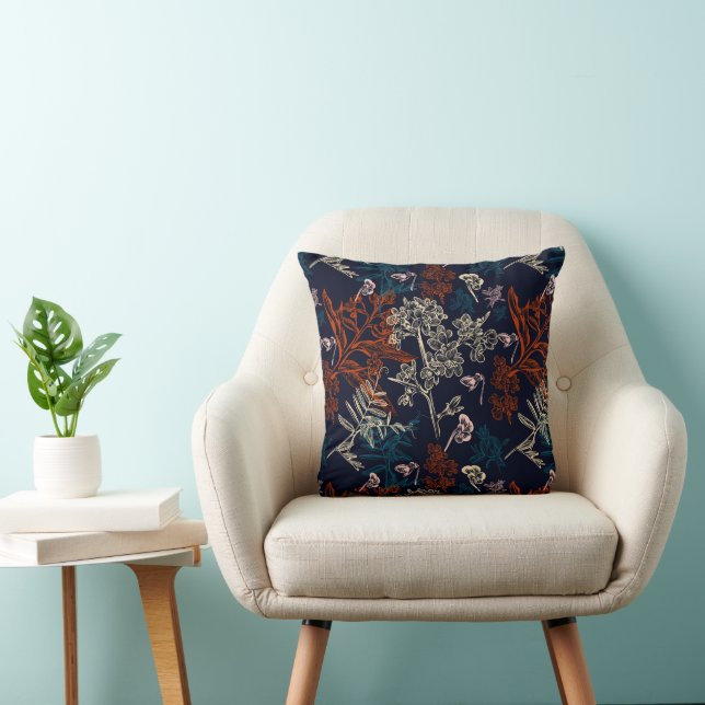 Floral Beautiful Pattern Throw Pillow (Chair)