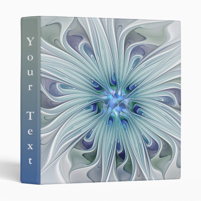 Floral Beauty Abstract Modern Art Blue Flower Text Binder (Front/Spine)