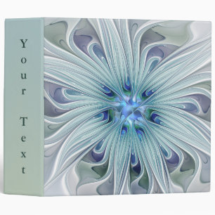 Floral Beauty Abstract Modern Art Blue Flower Text Binder