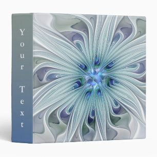 Floral Beauty Abstract Modern Blue Flower Text Binder