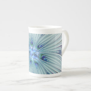 Floral Beauty Abstract Modern Blue Pastel Flower Bone China Mug