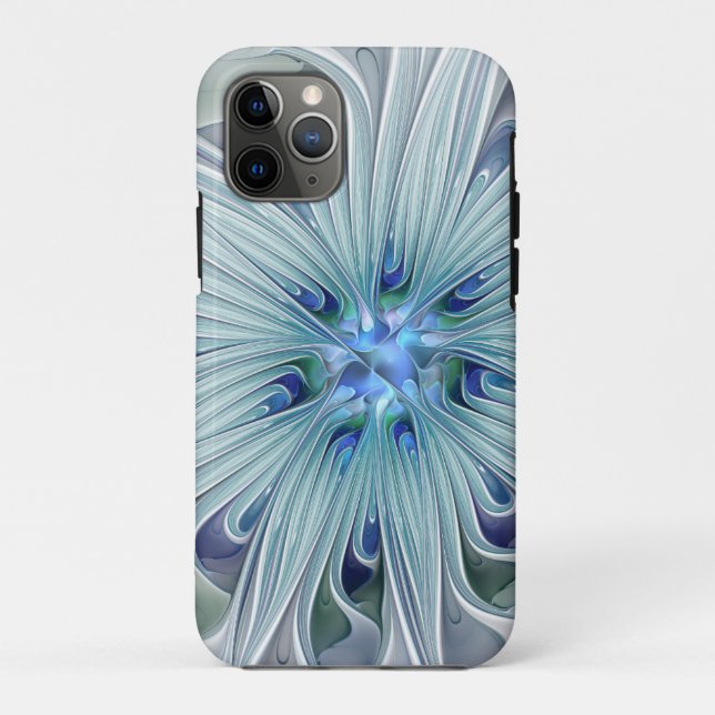 Floral Beauty Abstract Modern Blue Pastel Flower Case-Mate iPhone Case (Back)