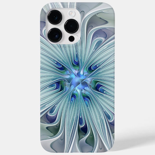 Floral Beauty Abstract Modern Blue Pastel Flower Case-Mate iPhone Case (Back)