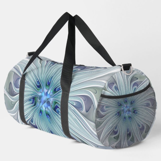 Floral Beauty Abstract Modern Blue Pastel Flower Duffle Bag (Right Corner)