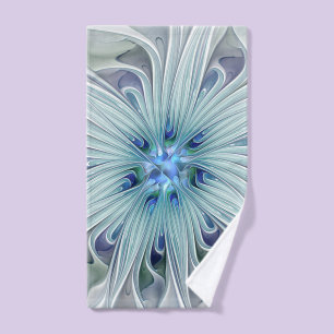 Floral Beauty Abstract Modern Blue Pastel Flower Hand Towel