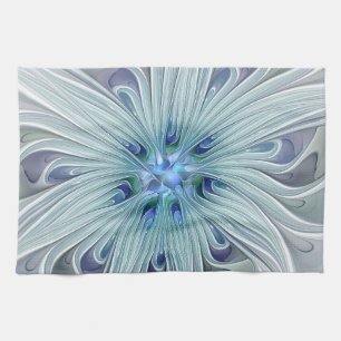 Floral Beauty Abstract Modern Blue Pastel Flower Kitchen Towel