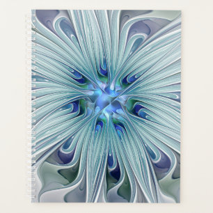 Floral Beauty Abstract Modern Blue Pastel Flower Planner
