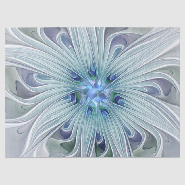 Floral Beauty Abstract Modern Blue Pastel Flower Tissue Paper (Front)