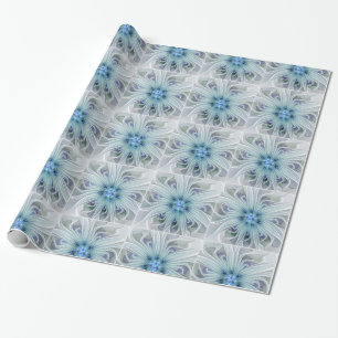 Floral Beauty Abstract Modern Blue Pastel Flower Wrapping Paper