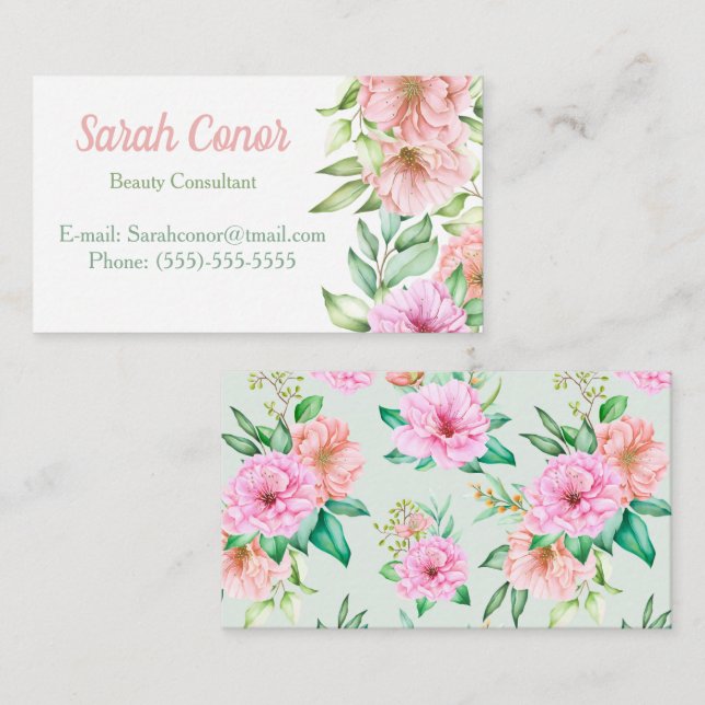 Floral Beauty Consultant Business Card (Front/Back)