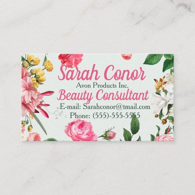 Floral Beauty Consultant Business Card (Front)