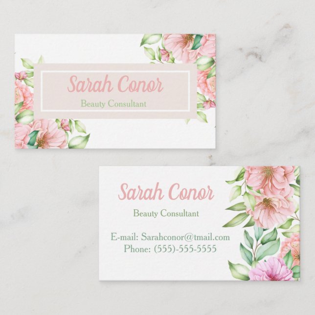 Floral Beauty Consultant Carte de visite (Devant / Derrière)