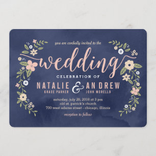 Floral Beauty Editable Color Faire-part de mariage