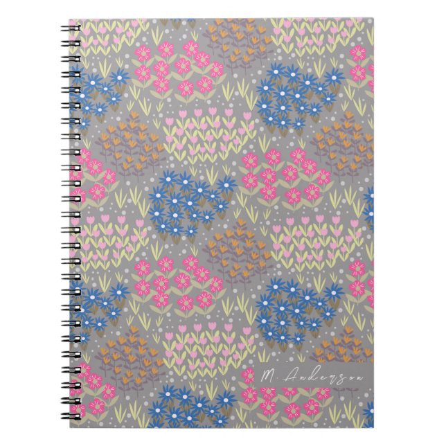 Floral Bed Grey Notebook (Front)