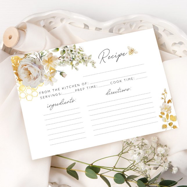  Floral bee bridal shower recipe card (Creator Uploaded)