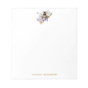 Floral Bee Personalized Notepad