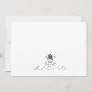 Floral Bee Script Name Card