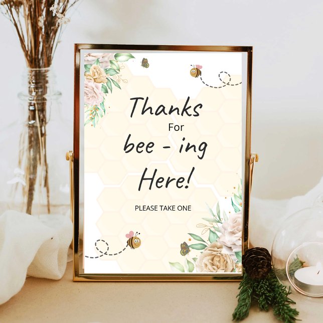 Floral Bee thank you for beeing here sign (Creator Uploaded)