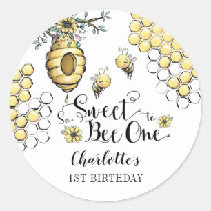 Floral Beehive Honey So Sweet Bee 1st Birthday Classic Round Sticker