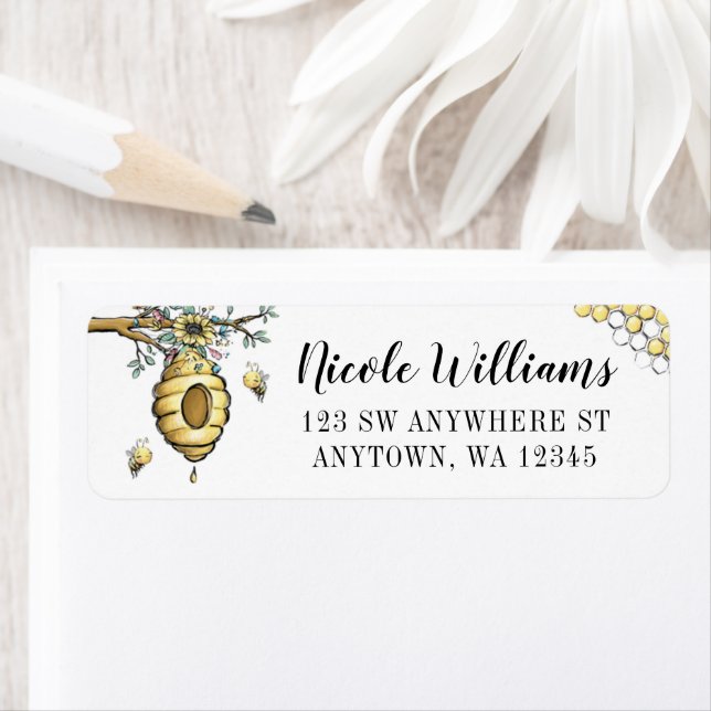 Floral Beehive Honey Sweet Bee Return Address (Insitu)