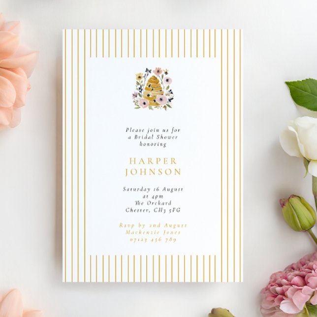Floral Beehive She Found Her Honey Bridal Shower Invitation (Creator Uploaded)