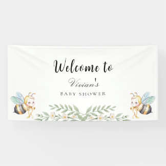 Floral Beehives and little Bee Baby Shower Banner