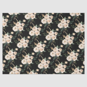 Floral Beige Black Wedding  Tissue Paper