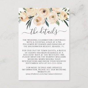 Floral Beige Blush Roses Gold on White Enclosure Card