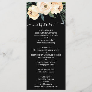 Floral Beige on Black Wedding Menu