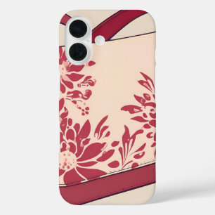 Floral Beige & Red AI art  iPhone 16 Case