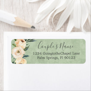 Floral Beige Vert Mariage Adresse de retour