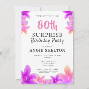 Floral Bellflowers 80th Birthday Surprise Party Invitation