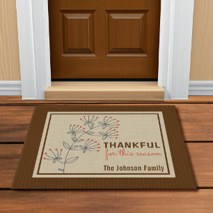 Floral Berries Fall Customizable Doormat