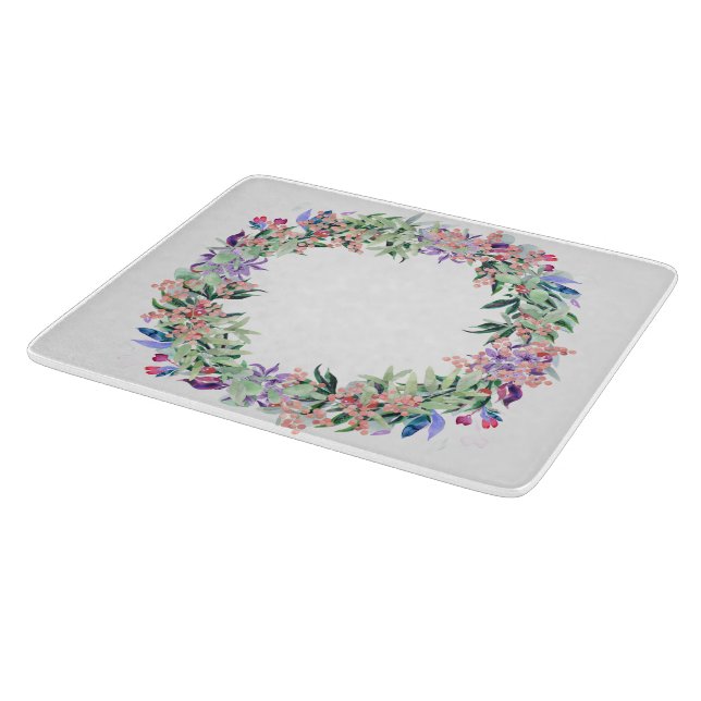 Floral Berries Wreath Cutting Board (Corner)
