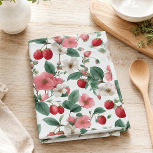 Floral Berry Cottagecore Watercolor Kitchen Towel
